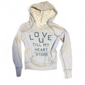 Aerie Gray Graphic Hoodie Size S Y2K Vintage